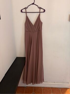 FLAWED GEM 💎 BHLDN Dusty Rose Satin Spaghetti Strap Dress
